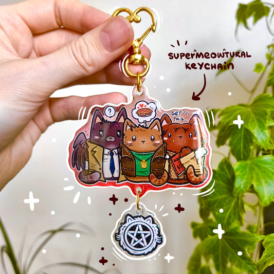 SUPERMEOWTURAL fandom double keychain