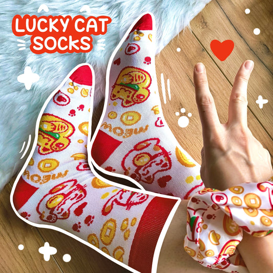 LUCKY CAT cotton socks :3
