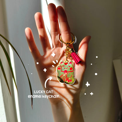 LUCKY CAT enamel keychain :3