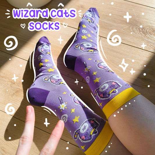 WIZARD CATS cotton socks :3