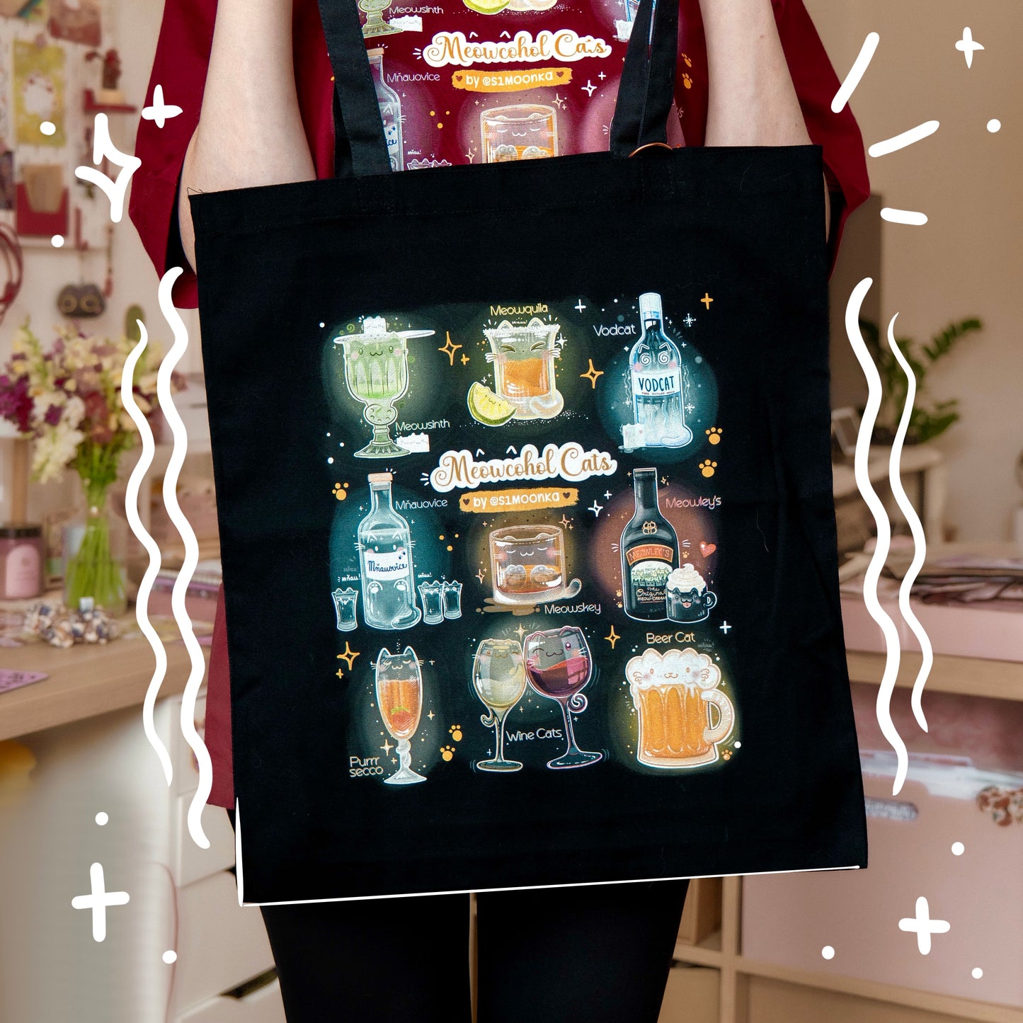 MEOWCOHOL CATS cotton tote bag