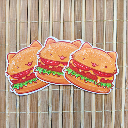 BURGER CAT die-cut waterproof vinyl sticker