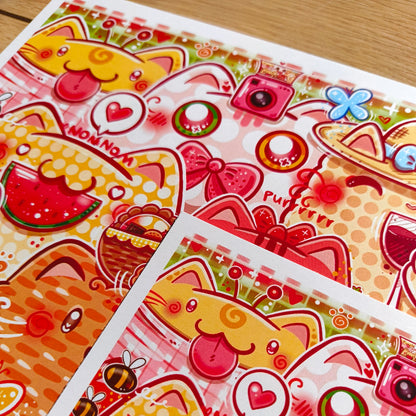 PICNIC CATS art print