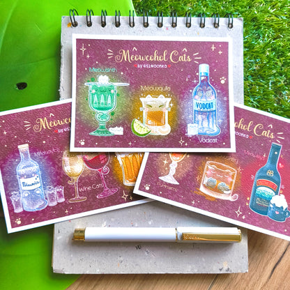 MEOWCOHOL CATS postcard set