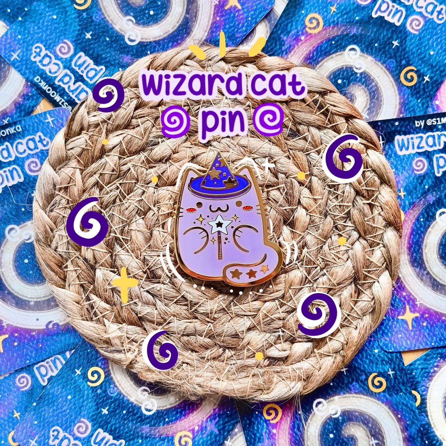 WIZARD CAT enamel pin companion :3