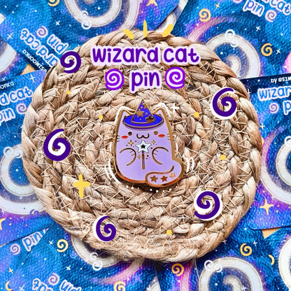 WIZARD CAT enamel pin companion :3