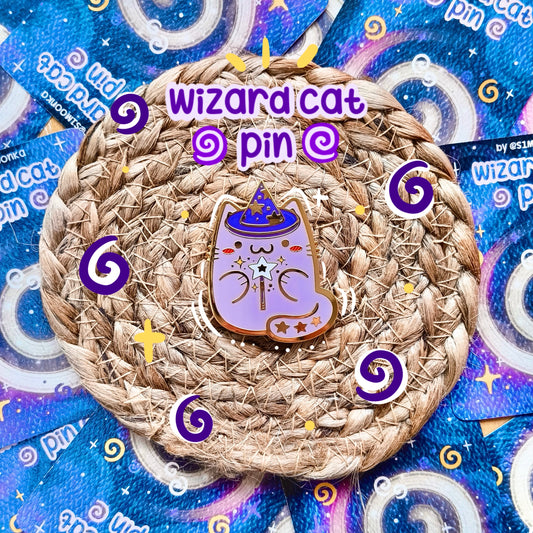 WIZARD CAT enamel pin companion :3