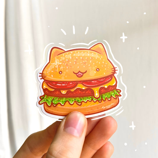 BURGER CAT die-cut waterproof vinyl sticker