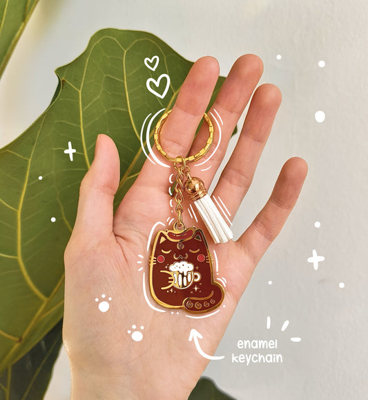 BEER CAT enamel keychain :3