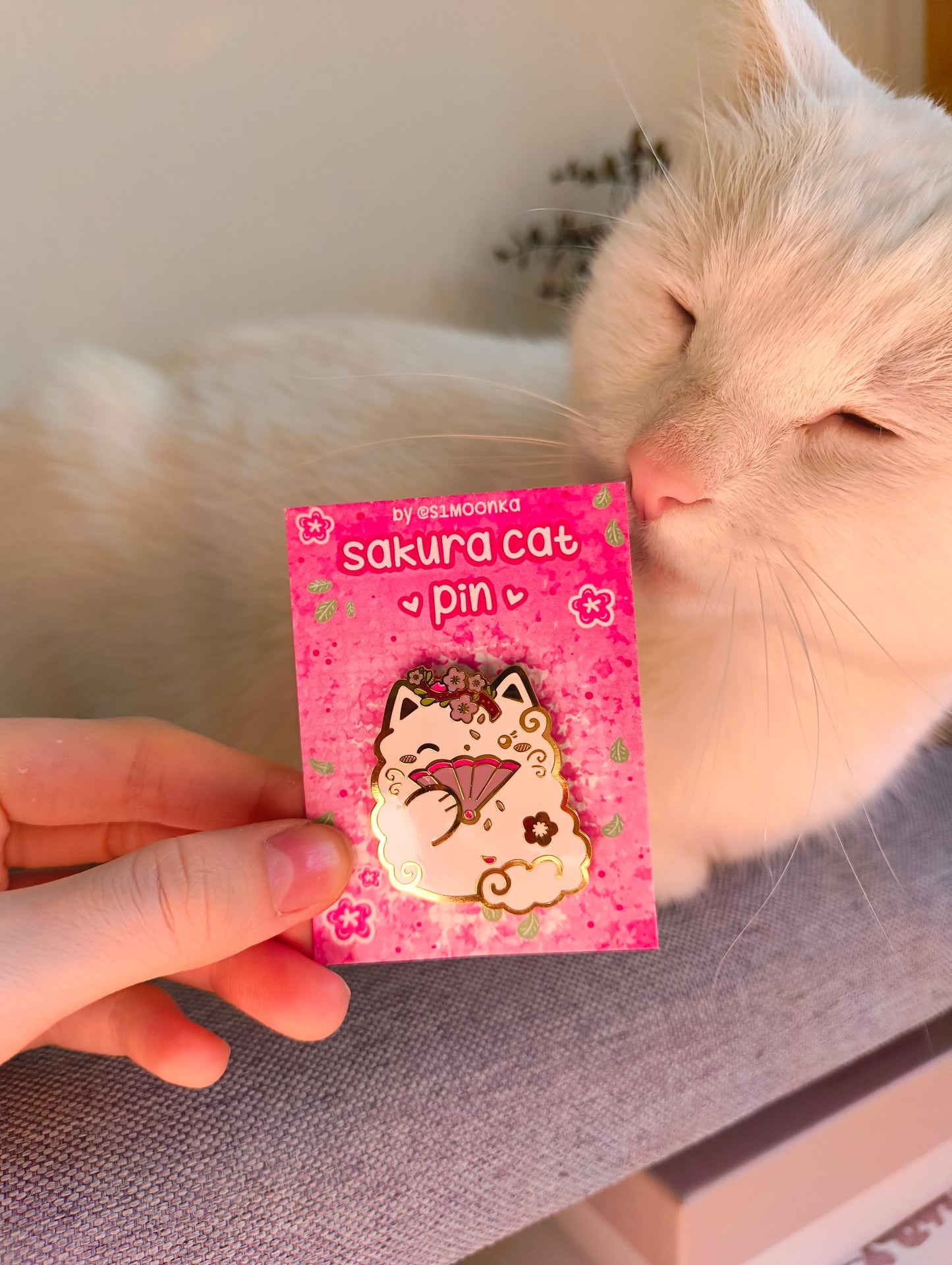 SAKURA CAT enamel pin companion :3