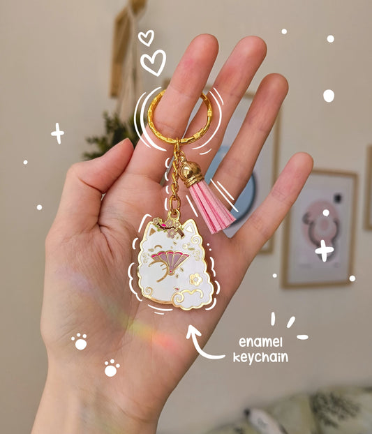 SAKURA CAT enamel keychain :3