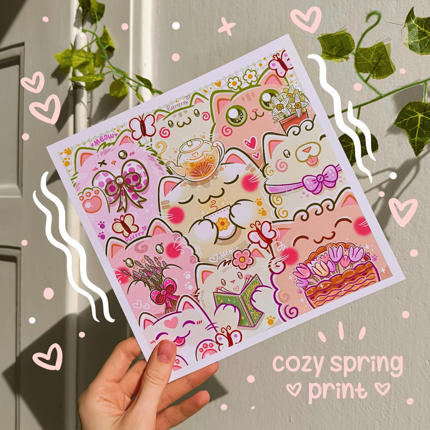 COZY SPRING CATS art print