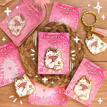 SAKURA CAT enamel pin companion :3