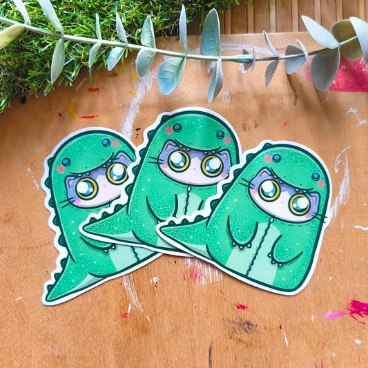 DINO CAT die-cut waterproof vinyl car sticker