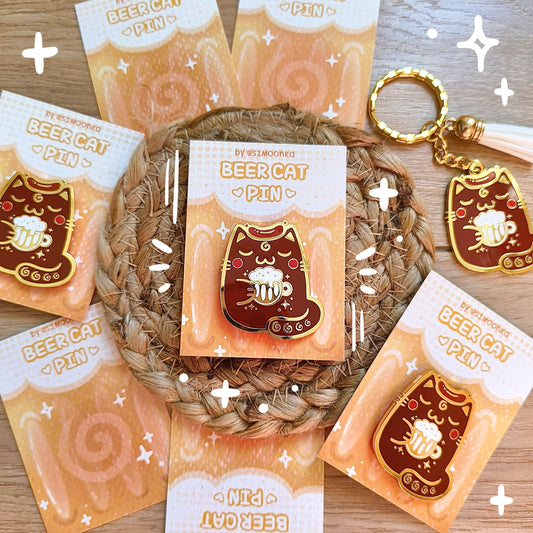 BEER CAT enamel pin companion :3