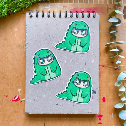 DINO CAT die-cut waterproof vinyl car sticker