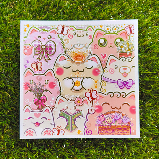 COZY SPRING CATS art print