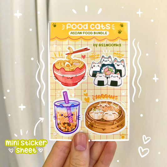 FOOD CATS (asian bundle) mini sticker sheet