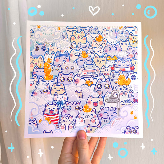 SHOWER CATS art print