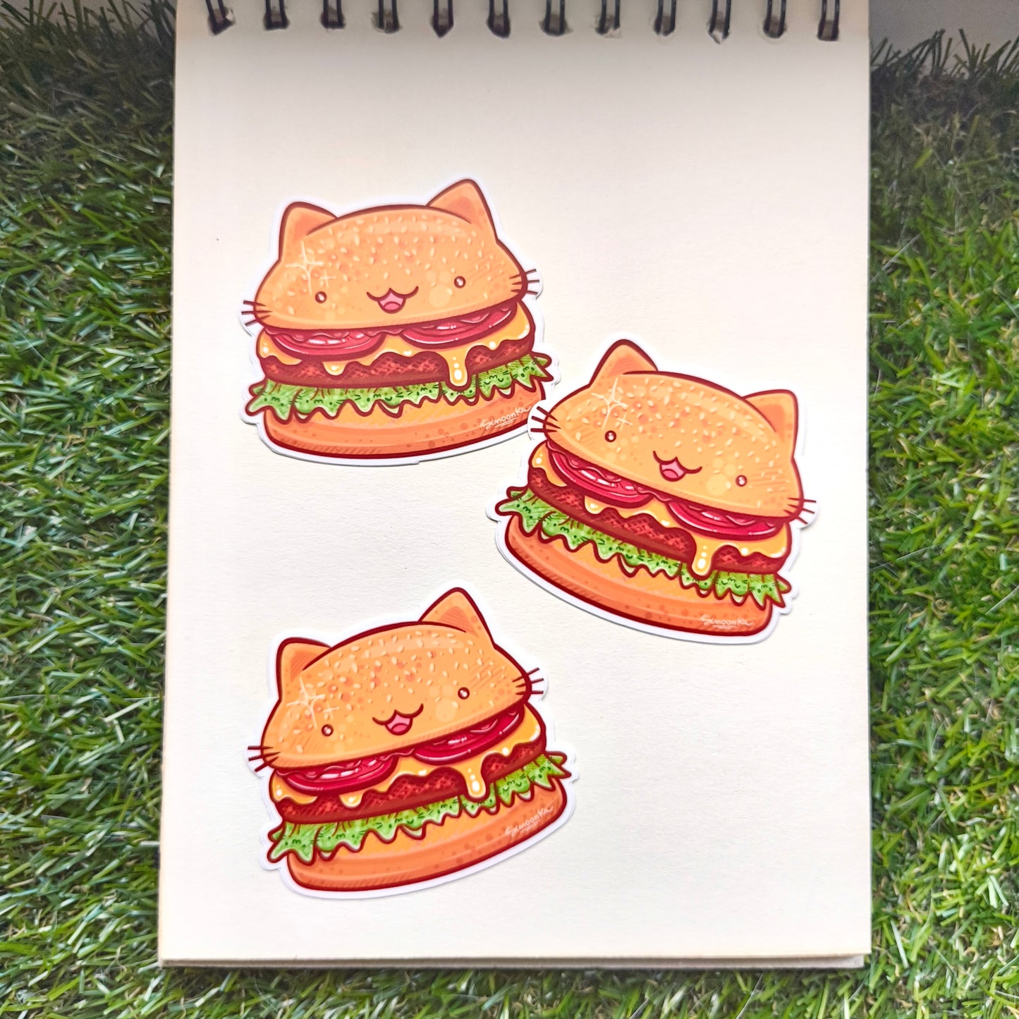 BURGER CAT die-cut waterproof vinyl car sticker