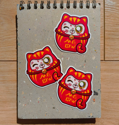 DARUMA CAT die-cut waterproof vinyl car sticker