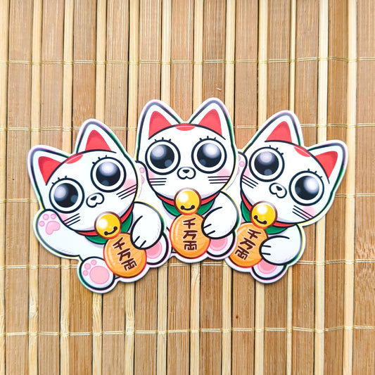 LUCKY CAT die-cut waterproof vinyl sticker