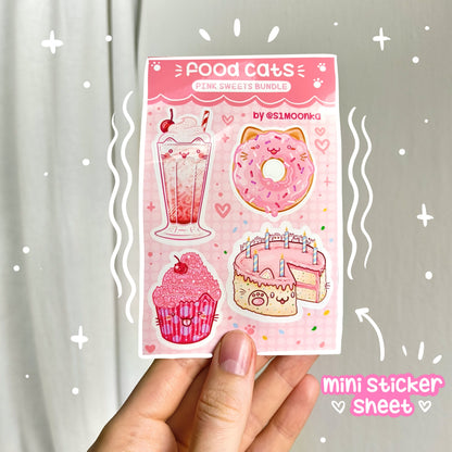 FOOD CATS (pink sweets bundle) mini sticker sheet