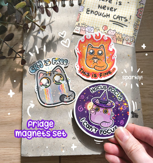 FUNNY CATS fridge magnets set
