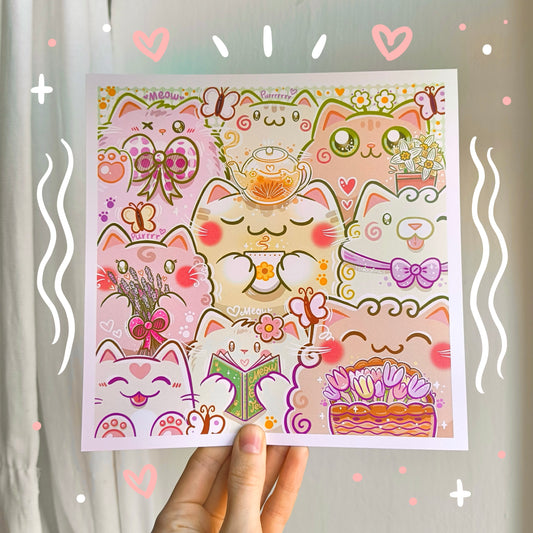 COZY SPRING CATS art print