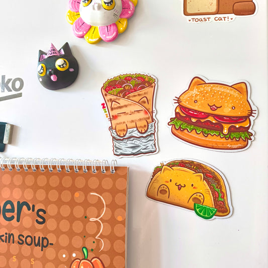 STREET FOOD CATS fridge magnets set