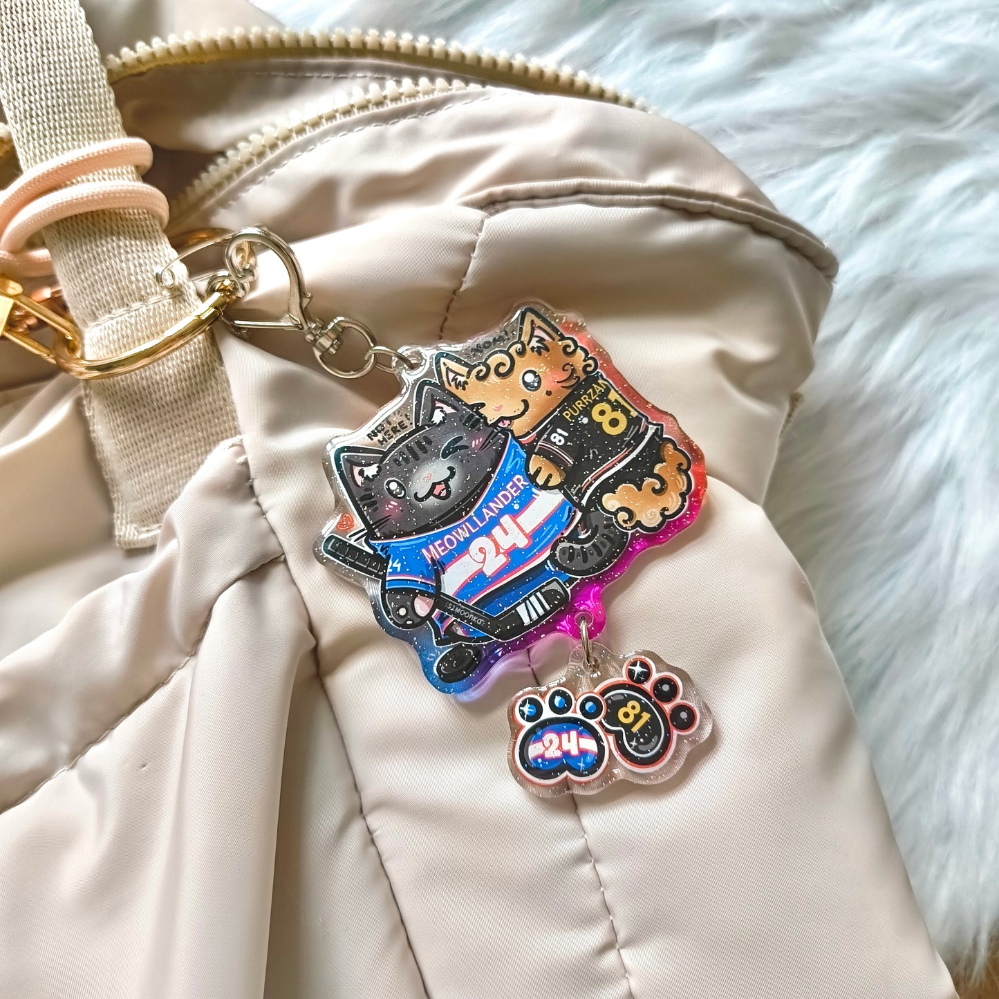 HEATED MEOWRLY fandom double keychain