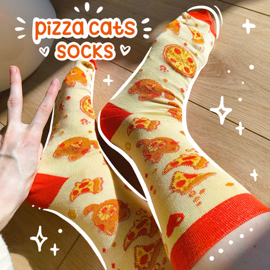 PIZZA CATS cotton socks :3