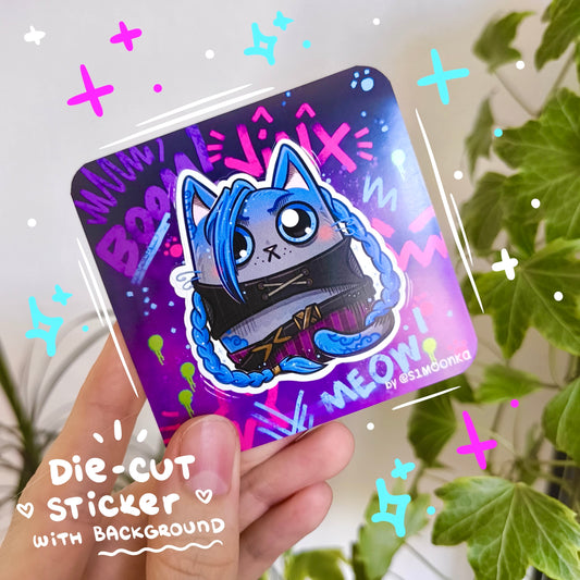 JINX fandom die-cut sticker with background