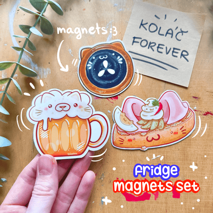 CZECH FOOD CATS fridge magnets set