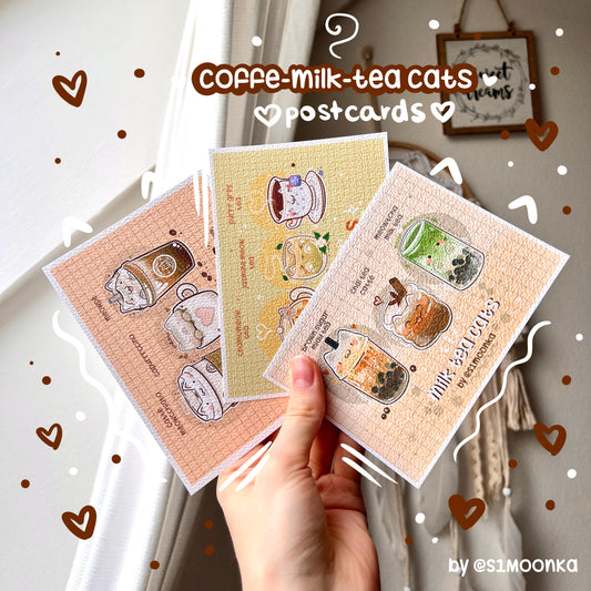 COFFEE-MILK-TEA CATS postcard