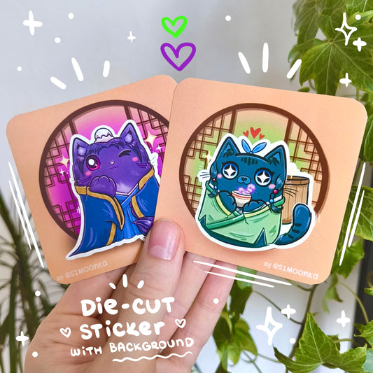 MAOMAO & JINSHI fandom die-cut sticker with background