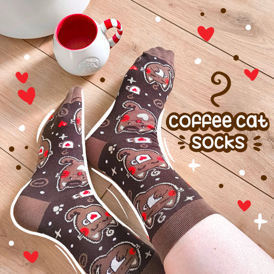 COFFEE CATS cotton socks :3