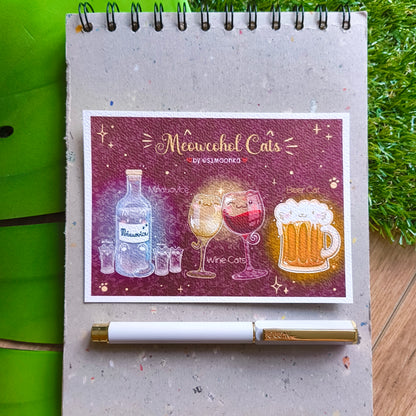 MEOWCOHOL CATS postcard set
