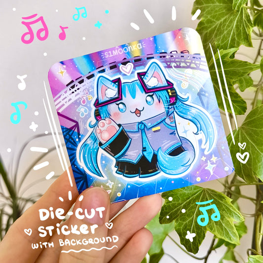 CATSUNE MIAUKU fandom die-cut sticker with background