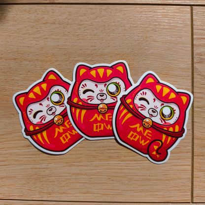 DARUMA CAT die-cut waterproof vinyl car sticker