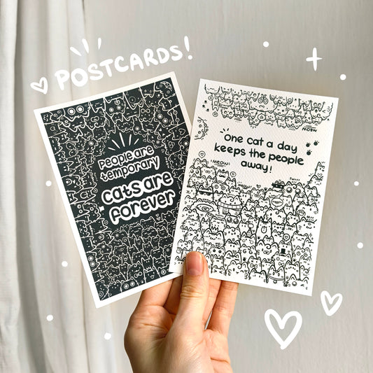 LOTS OF CATS (bnw) postcard set