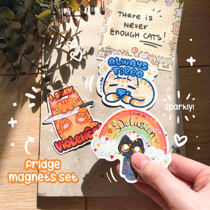 FUNNY CATS 2 fridge magnets set
