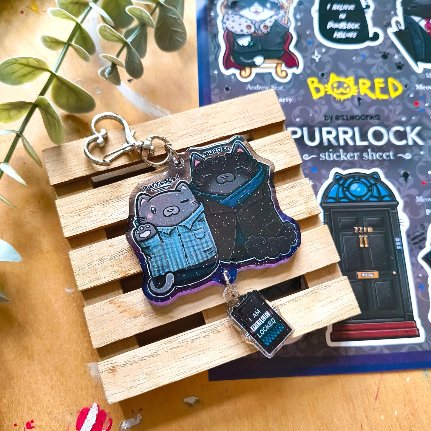 PURRLOCK fandom double keychain
