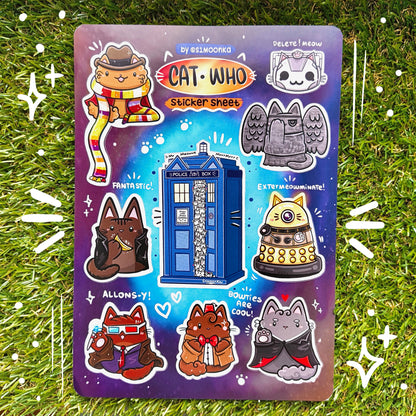 DOCTOR WHO CATS vinyl sticker sheet
