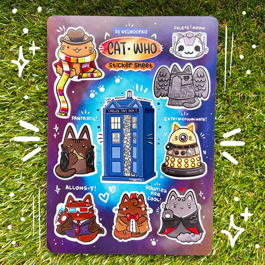 DOCTOR WHO CATS vinyl sticker sheet
