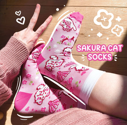 SAKURA CAT cotton socks :3