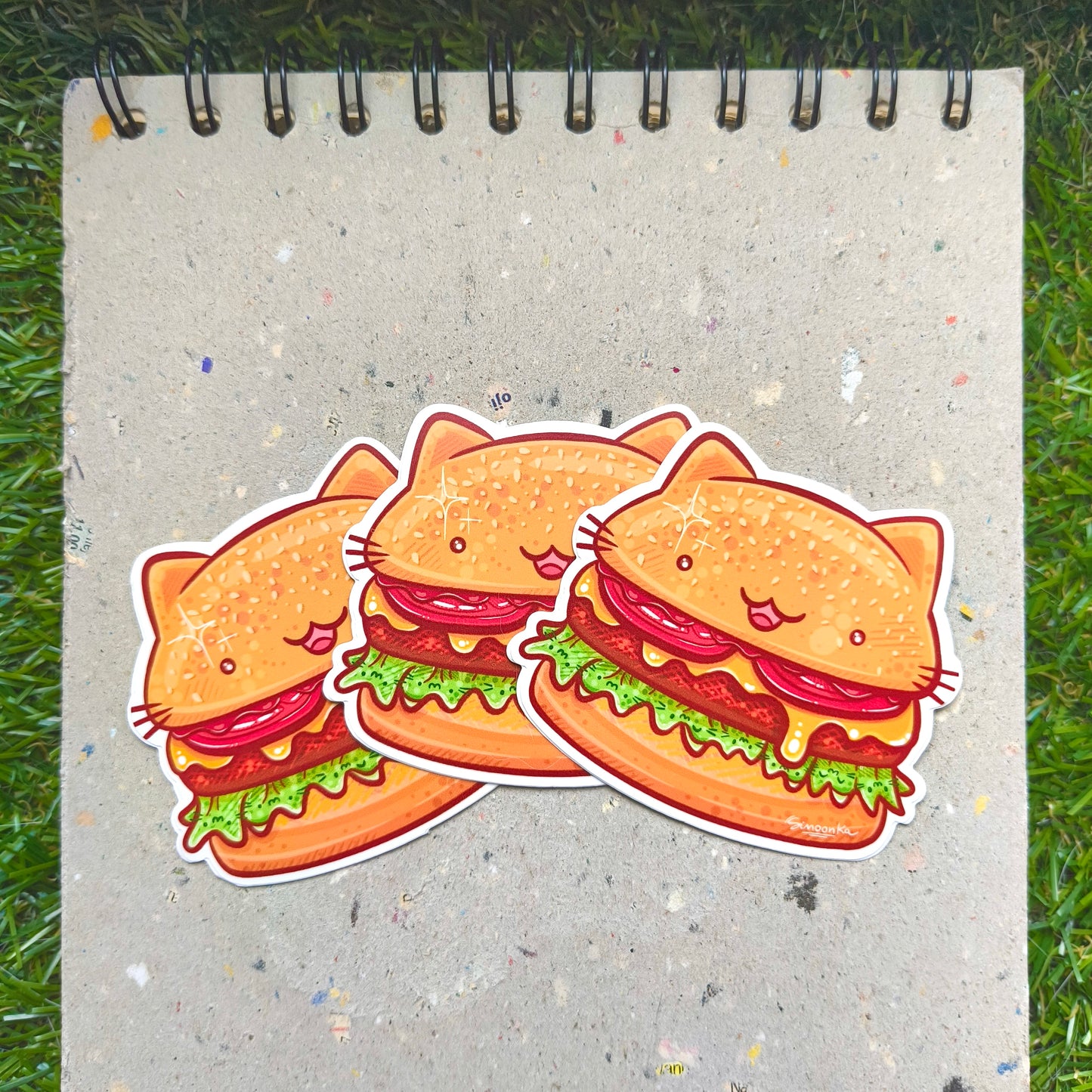 BURGER CAT die-cut waterproof vinyl car sticker