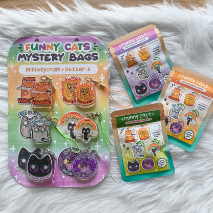 FUNNY CATS phone charms + mini sticker