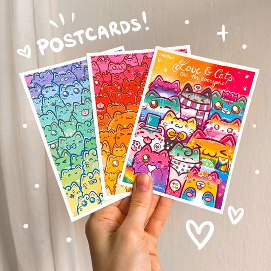RAINBOW CATS postcard set