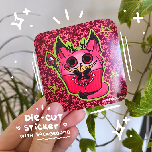 MEOWLASTOR fandom die-cut sticker with background